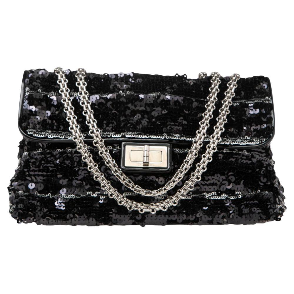 Chanel Black and White Quilted Satin Mademoiselle Scarf Bag For Sale at ...