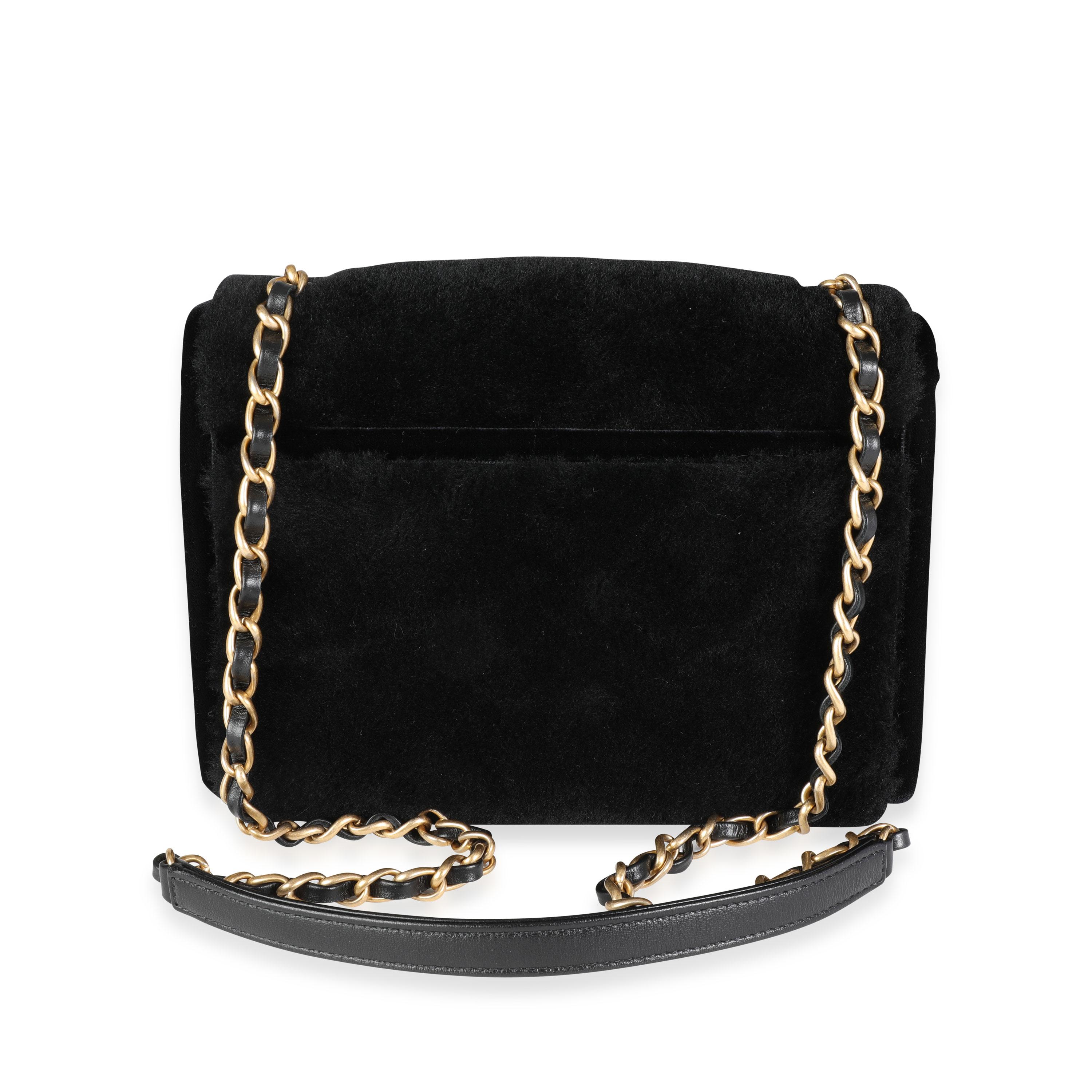 Chanel Black & White Shearling Small Single Flap Bag In Excellent Condition In New York, NY