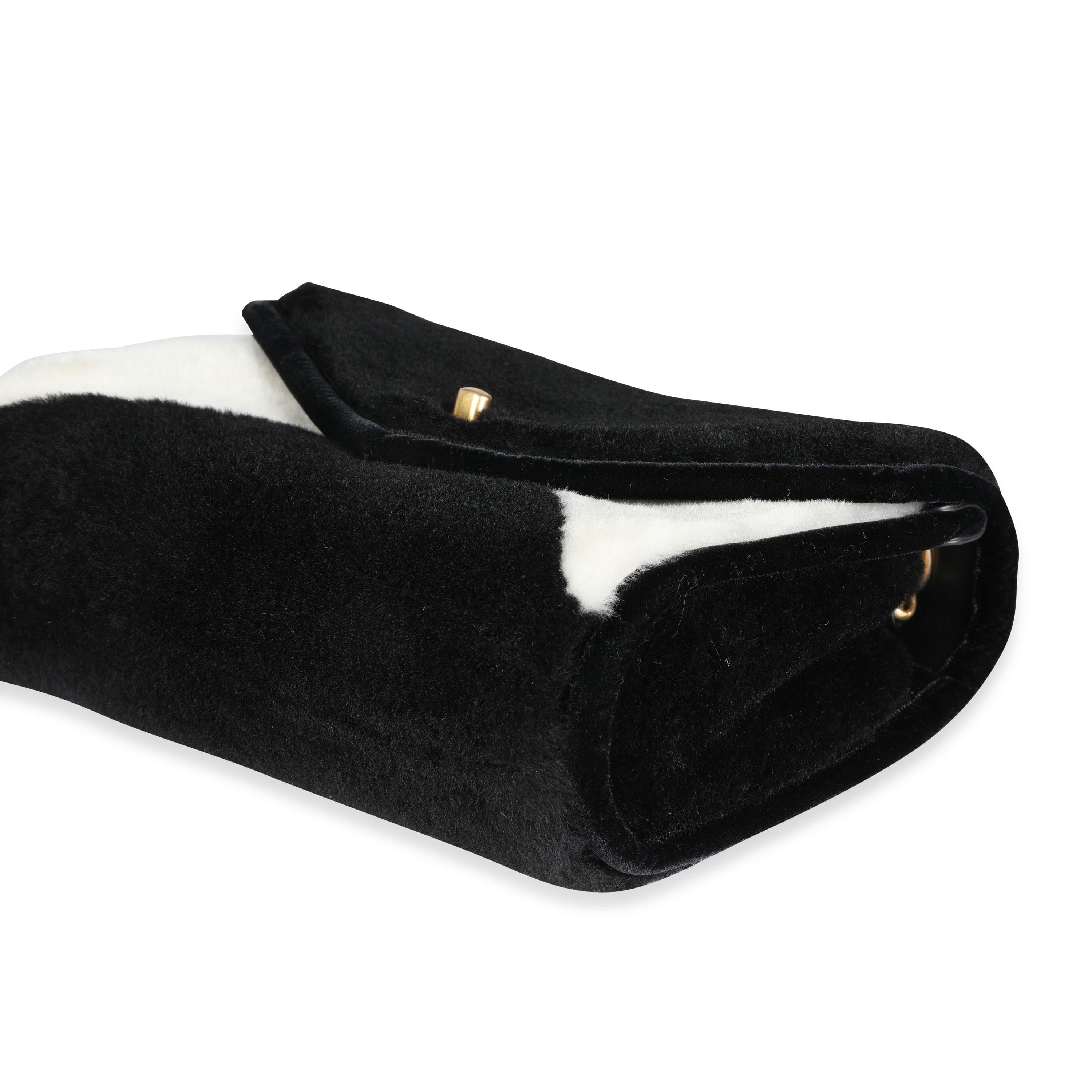 Chanel Black & White Shearling Small Single Flap Bag 1