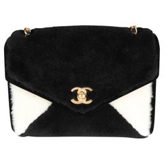 Chanel Black & White Shearling Small Single Flap Bag
