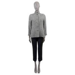 CHANEL black white silver wool 2013 13A EDINBURG LUREX TWEED Jacket M-L