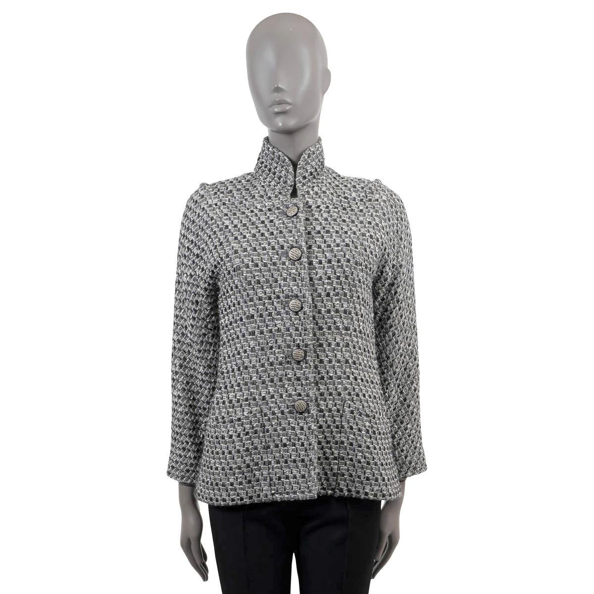 Grigio Chanel nero bianco argento lana 2013 13A EDINBURG LUREX TWEED Giacca M.L. in vendita