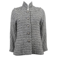 Chanel nero bianco argento lana 2013 13A EDINBURG LUREX TWEED Giacca M.L.