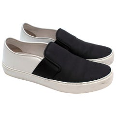 Chanel Black 
White Slip-on Sneakers  37