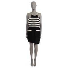 CHANEL black & white STRIPED HALTER NECK MINI Dress S VINTAGE