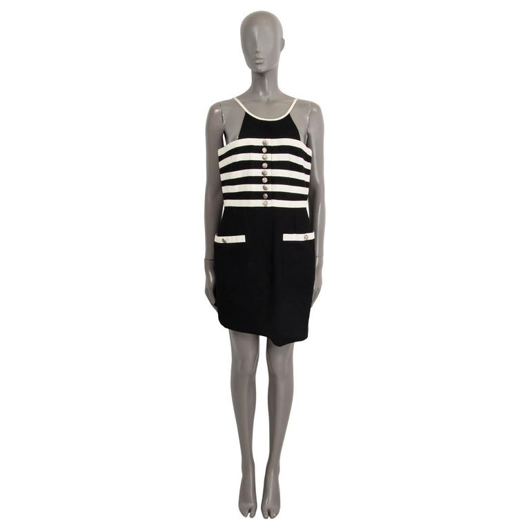 CHANEL black and white STRIPED HALTER NECK MINI Dress S VINTAGE For Sale at  1stDibs
