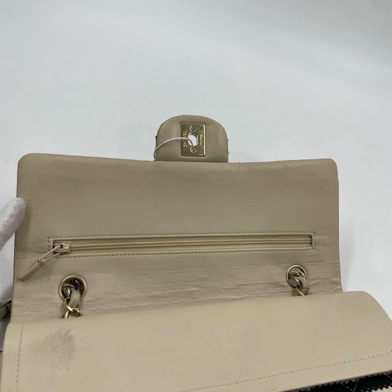 Chanel Black/White Striped Medium Jersey Coco Sailor Pearl Classic Flap Bag For Sale 6