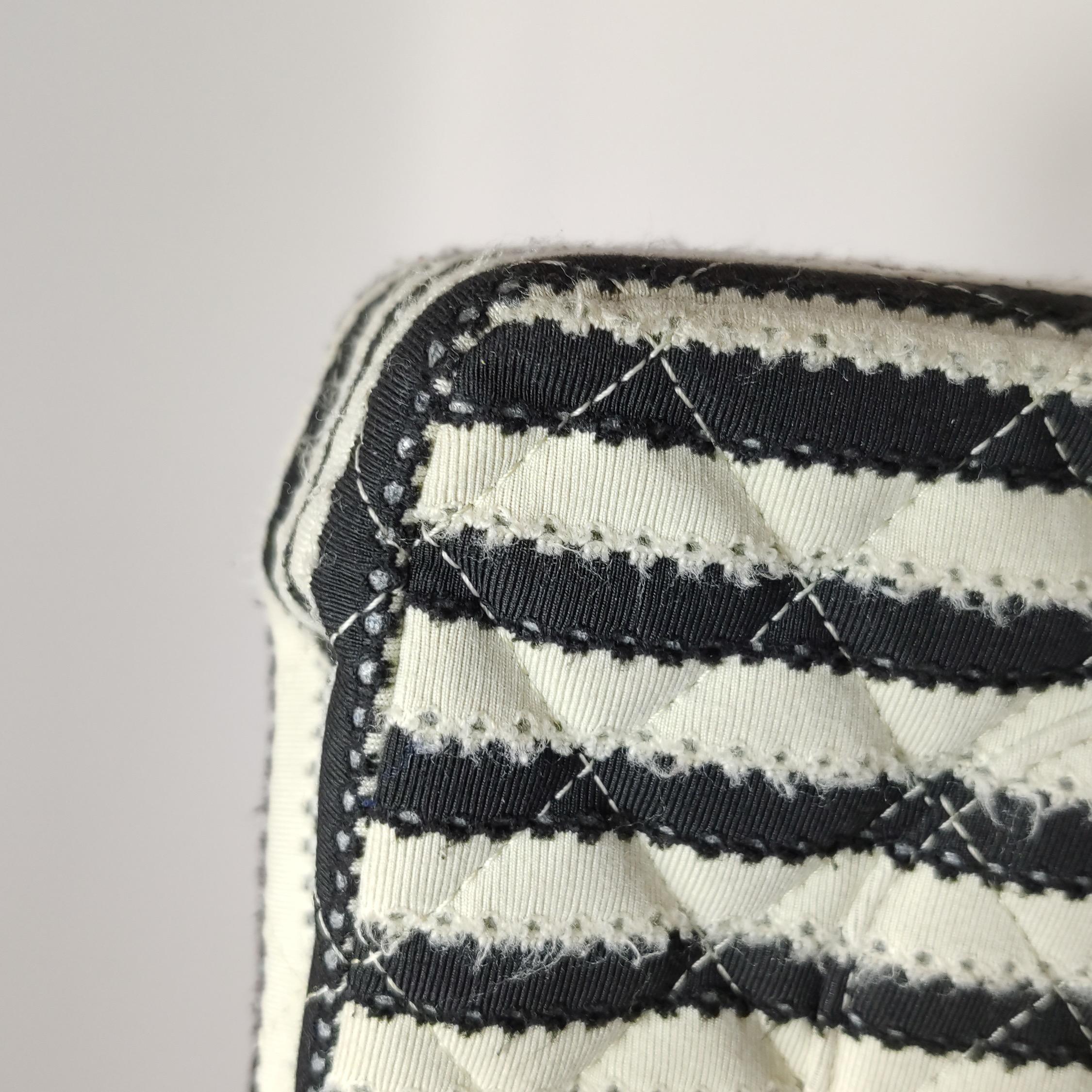 Chanel Black/White Striped Medium Jersey Coco Sailor Pearl Classic Flap Bag For Sale 8