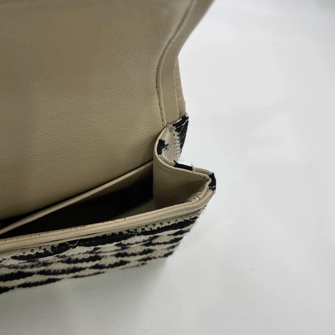 Chanel Black/White Striped Medium Jersey Coco Sailor Pearl Classic Flap Bag For Sale 10