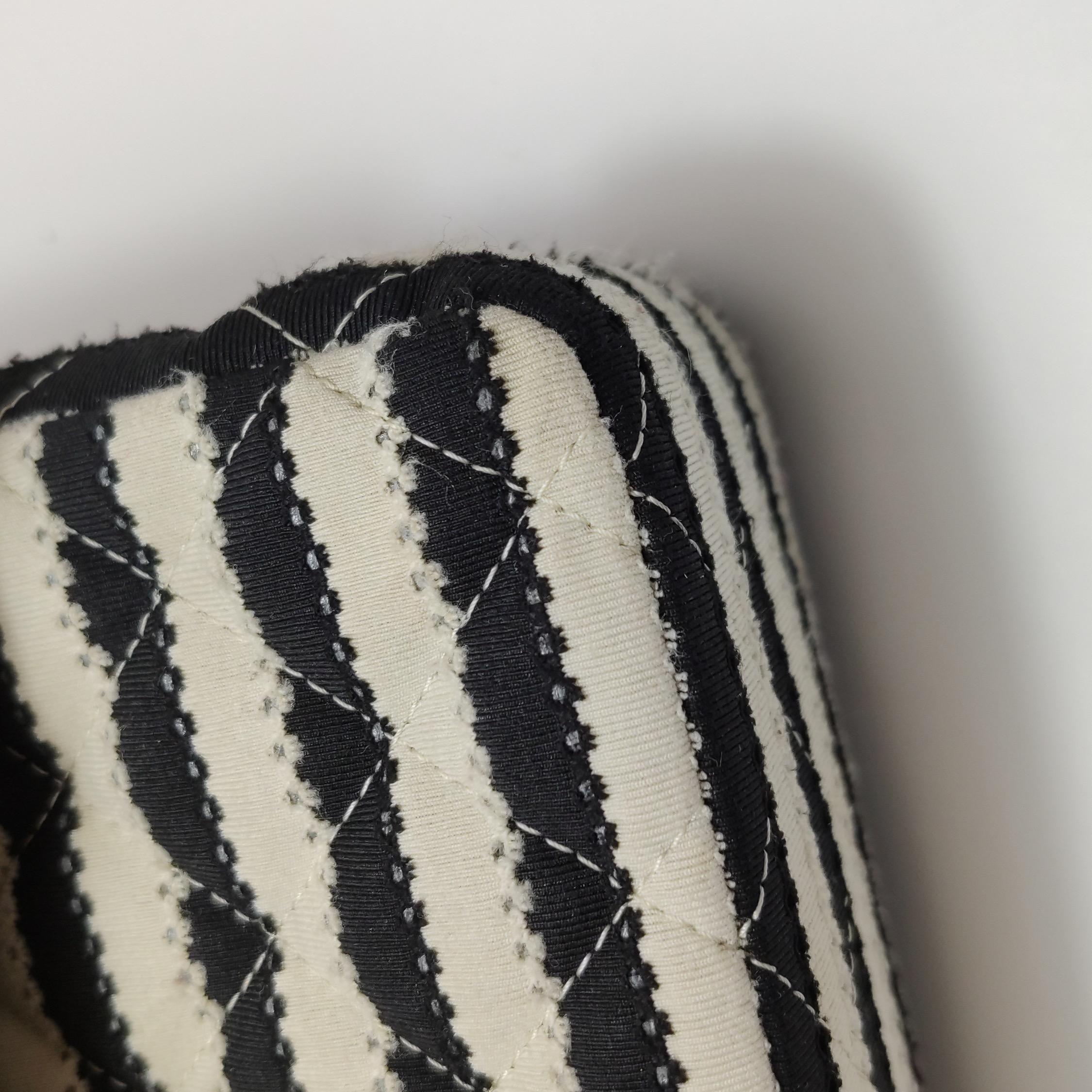 Chanel Black/White Striped Medium Jersey Coco Sailor Pearl Classic Flap Bag For Sale 11