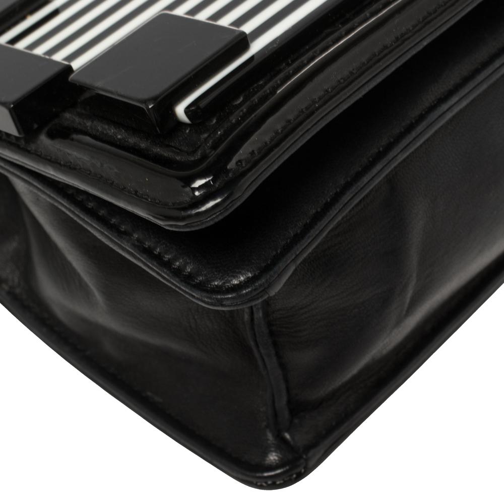 Women's Chanel Black/White Striped Plexiglass East/West Boy Brick Flap Bag