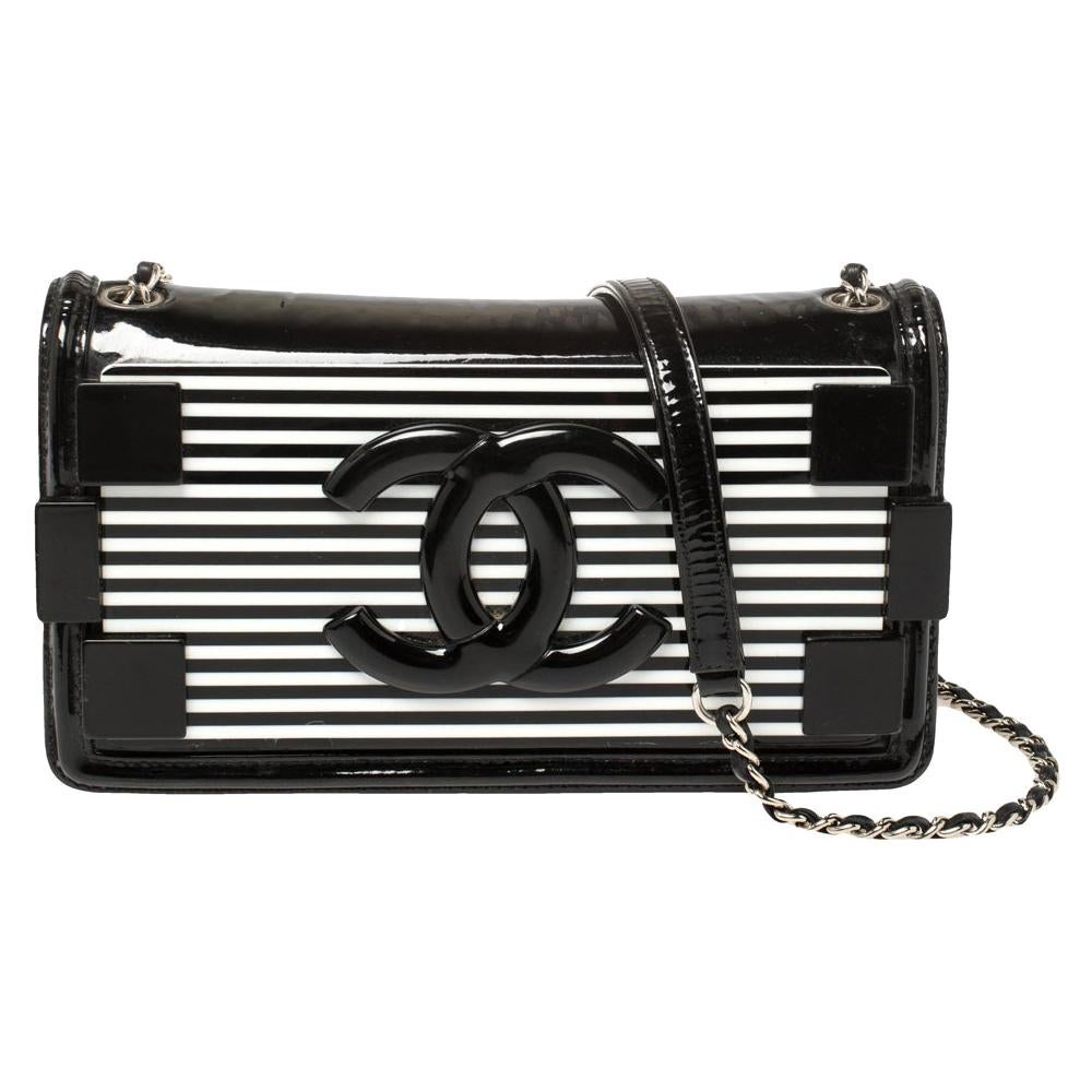Chanel Black/White Striped Plexiglass East/West Boy Brick Flap Bag at  1stDibs
