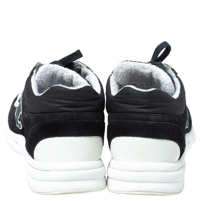 Chanel Black/White Suede and Fabric CC Sneakers Size 40