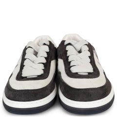 CHANEL black & white suede REV LOW TOP Sneakers Shoes 38.5 G39978