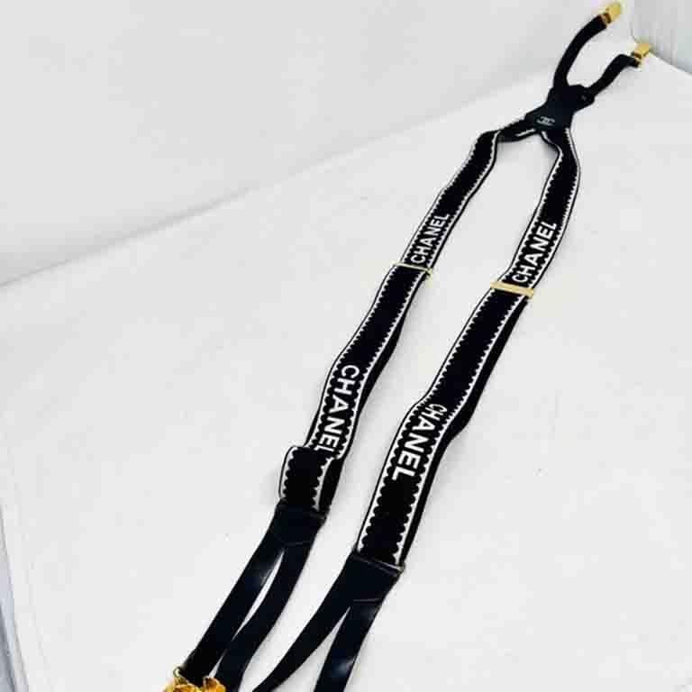Chanel Black White Suspenders Vintage  For Sale 1