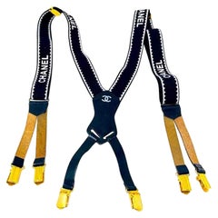 chanel suspenders Chanel Black White Suspenders Vintage