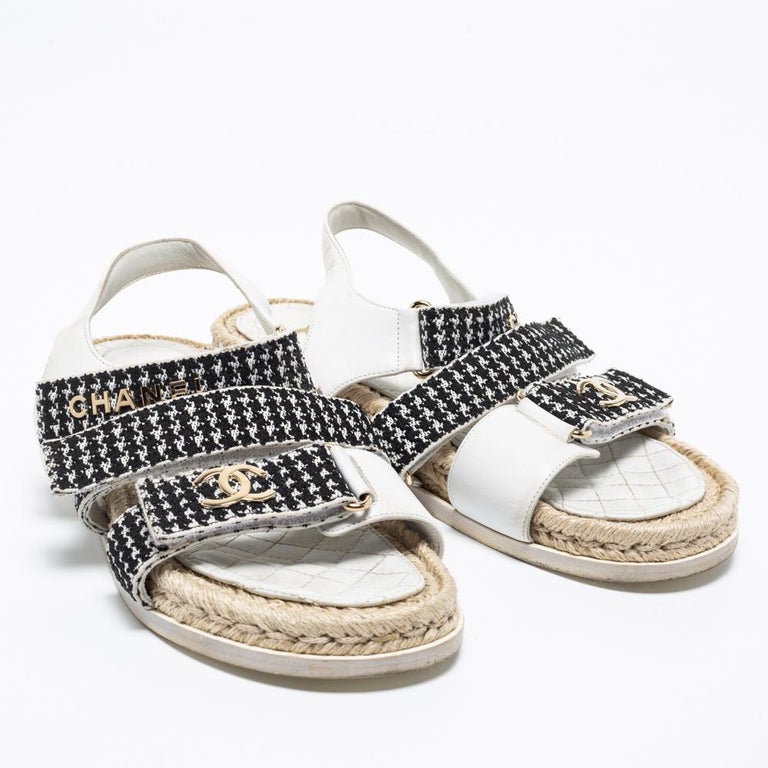 ESPADRILLE FOREST GREEN TWEED FABRIC AND BLACK CALFSKIN FLATS