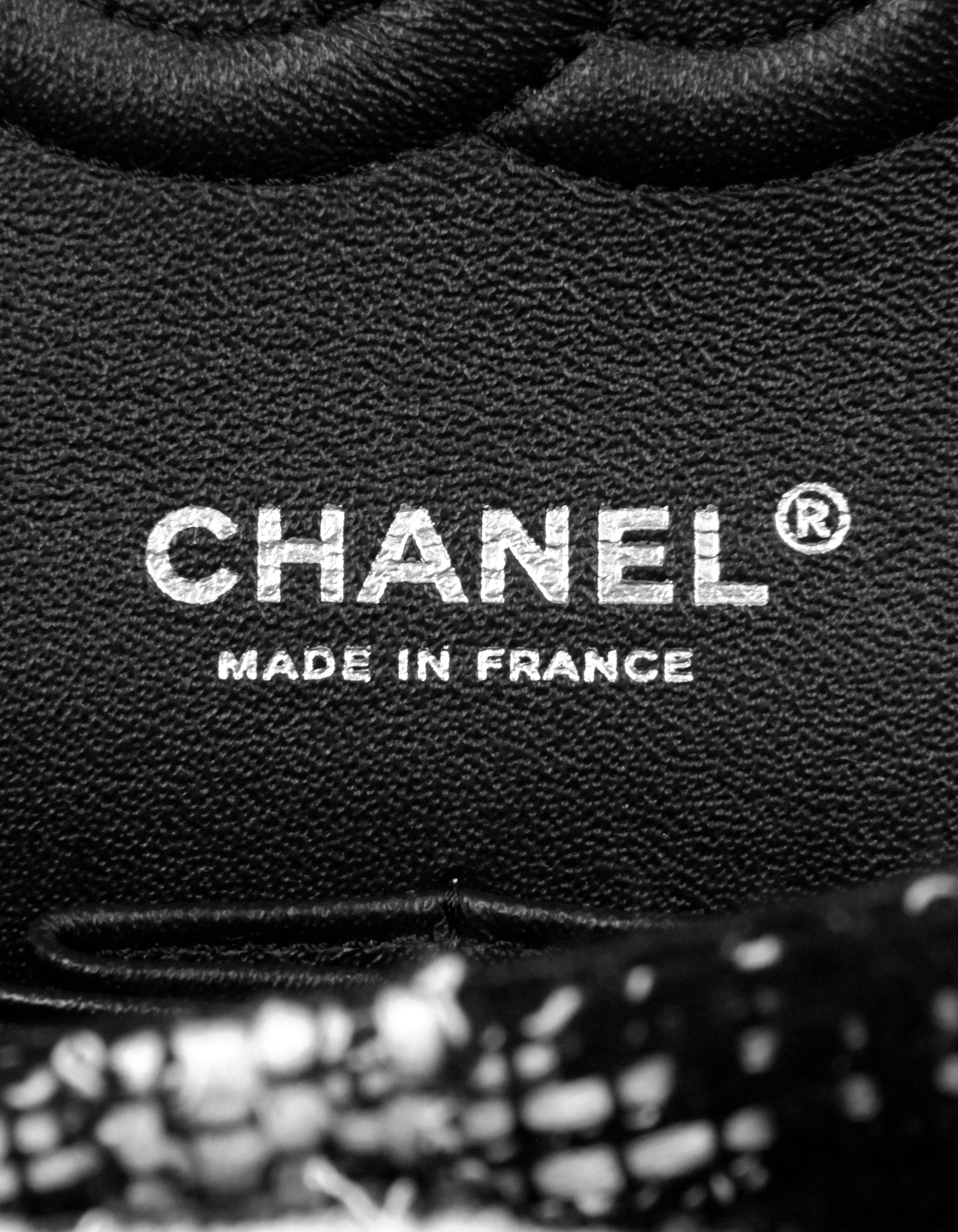 Chanel Negro/Blanco Tweed Bolso Clásico Mediano Doble Solapa rt $9, 400 en venta 3