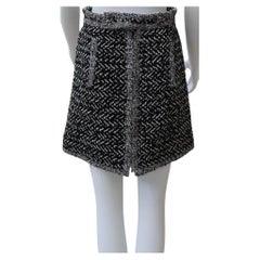 CHANEL Black & White Tweed Mini Skirt