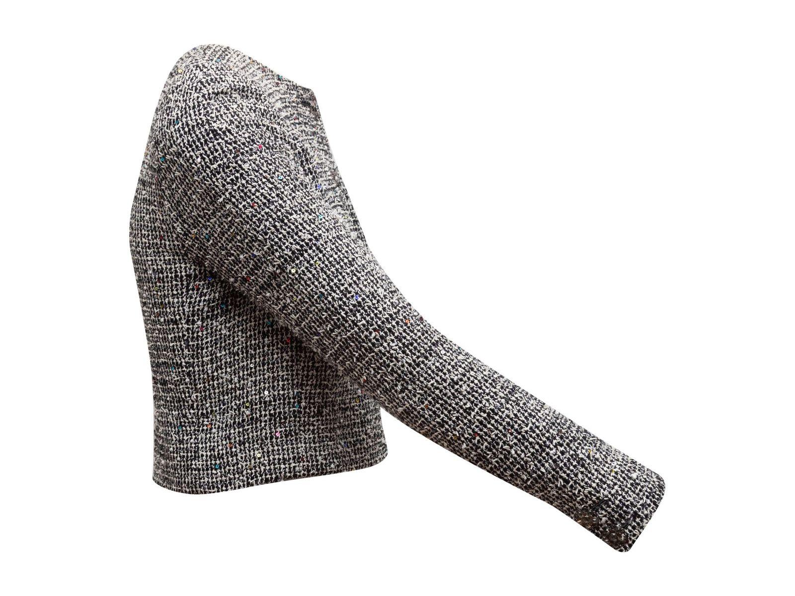 Chanel Schwarz-weiße Tweed-Jacke mit Pailletten 2
