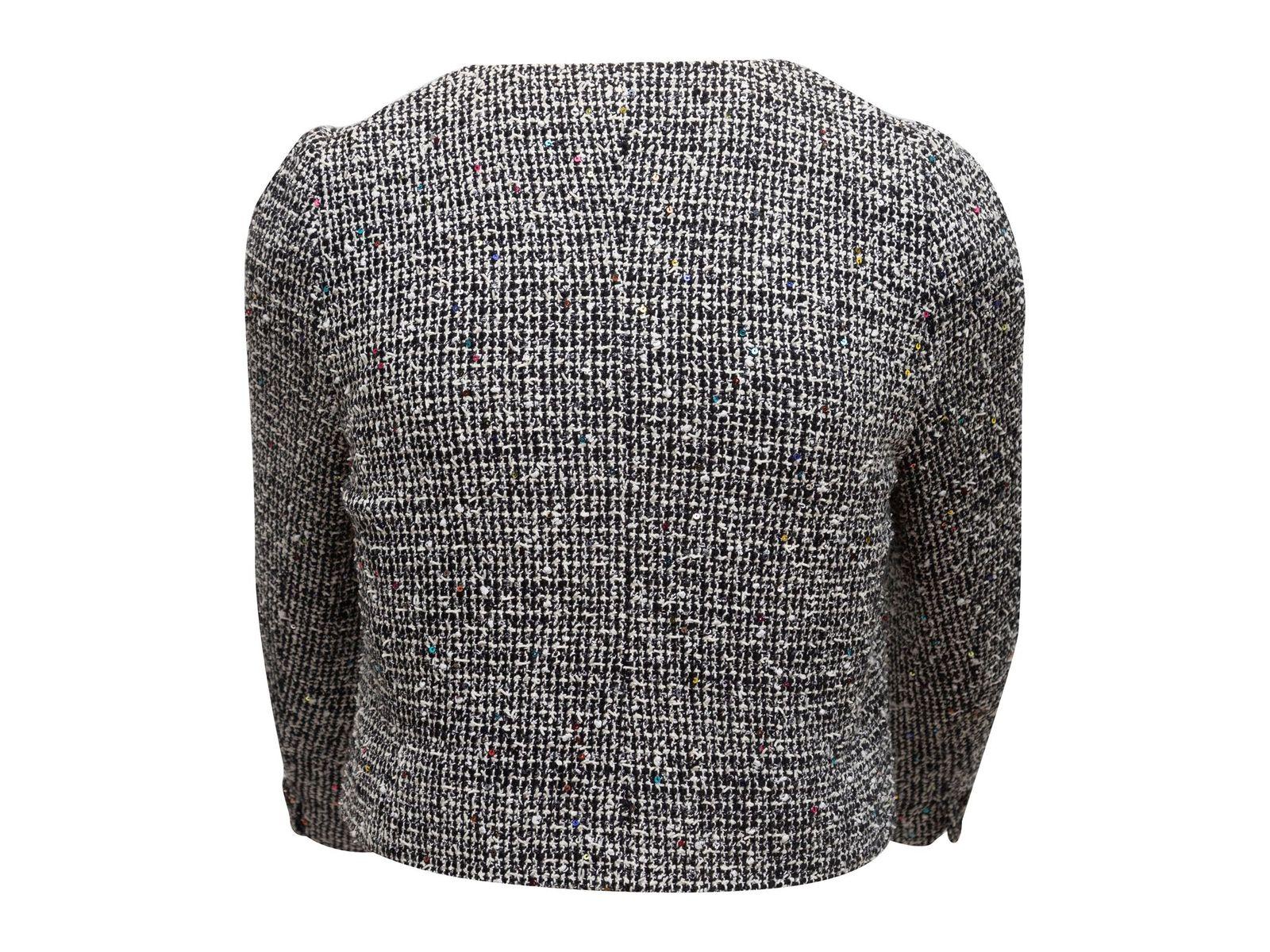 Chanel Schwarz-weiße Tweed-Jacke mit Pailletten 3
