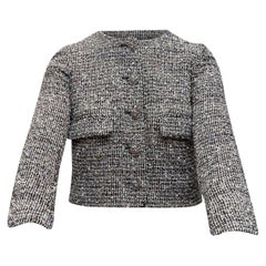Chanel Schwarz-weiße Tweed-Jacke mit Pailletten