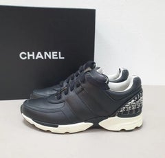 Chanel Black White Tweed Sneakers