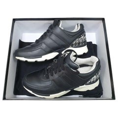 Chanel Black White Tweed Sneakers
