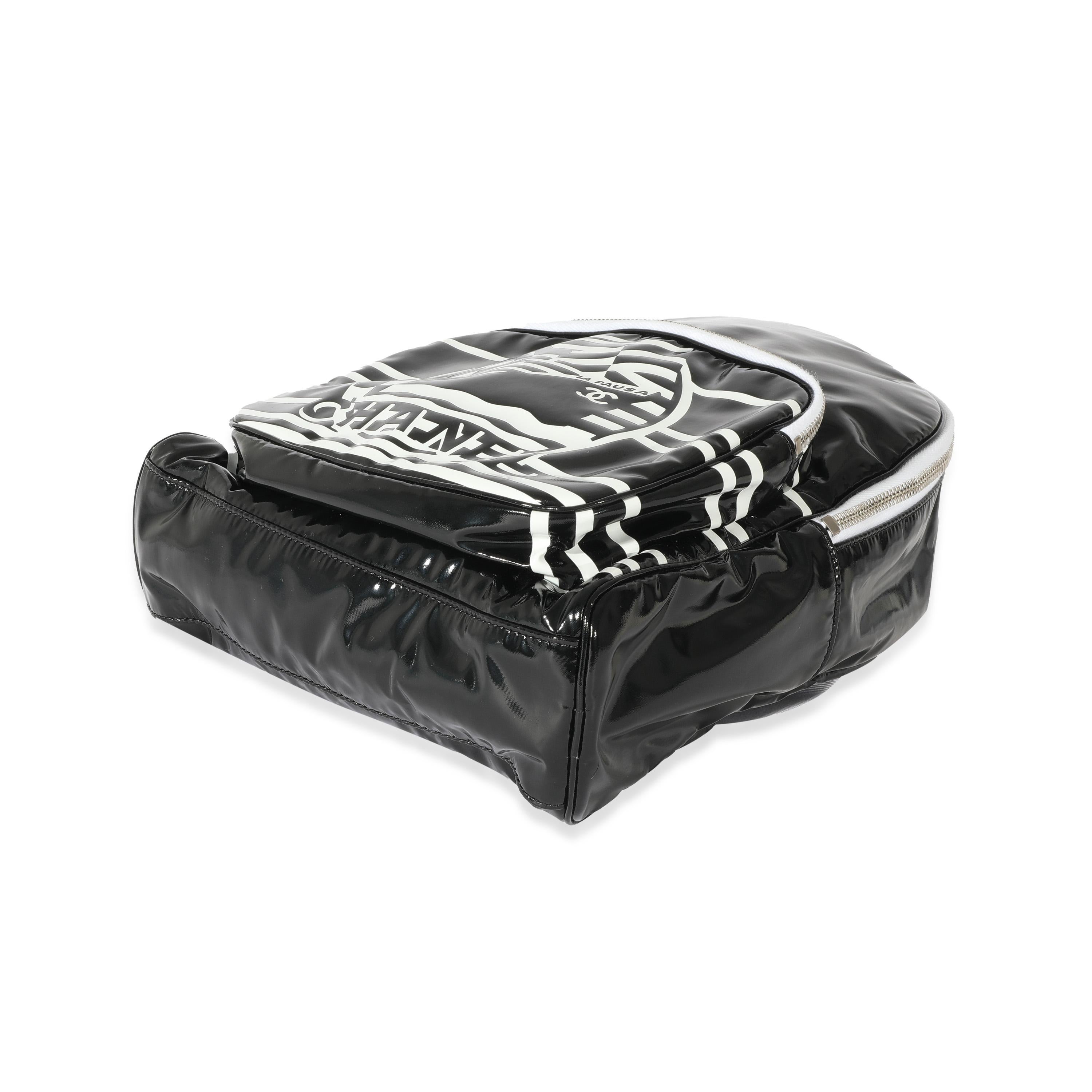 Chanel Black White Vinyl Small La Pausa Backpack 1