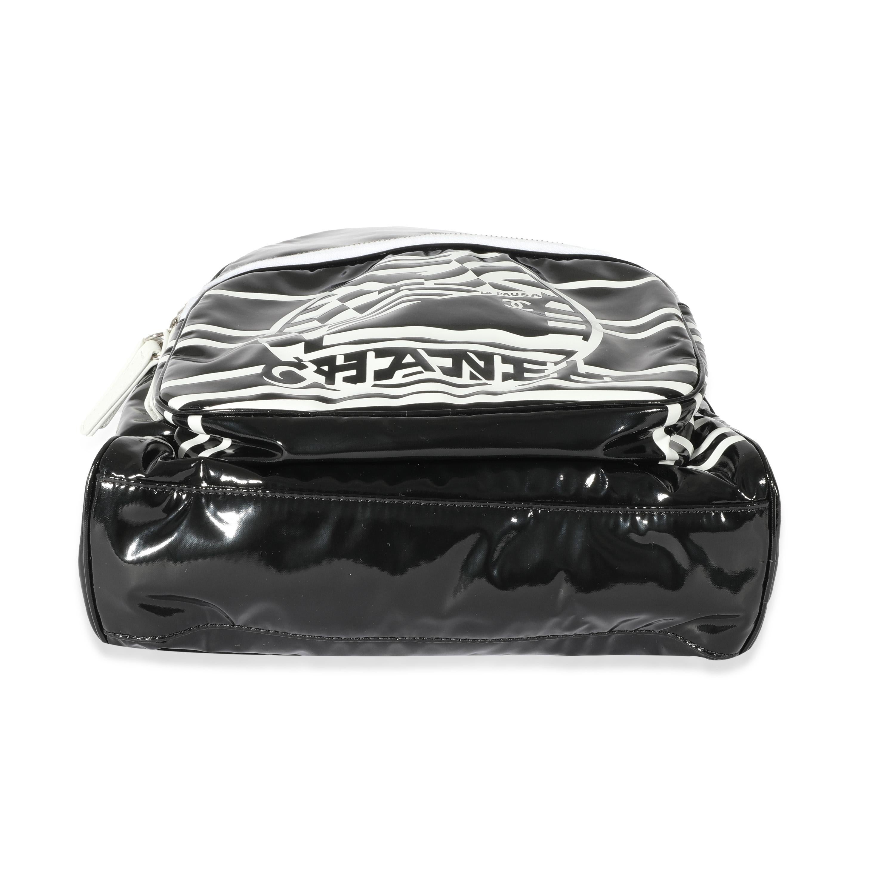 Chanel Black White Vinyl Small La Pausa Backpack 2