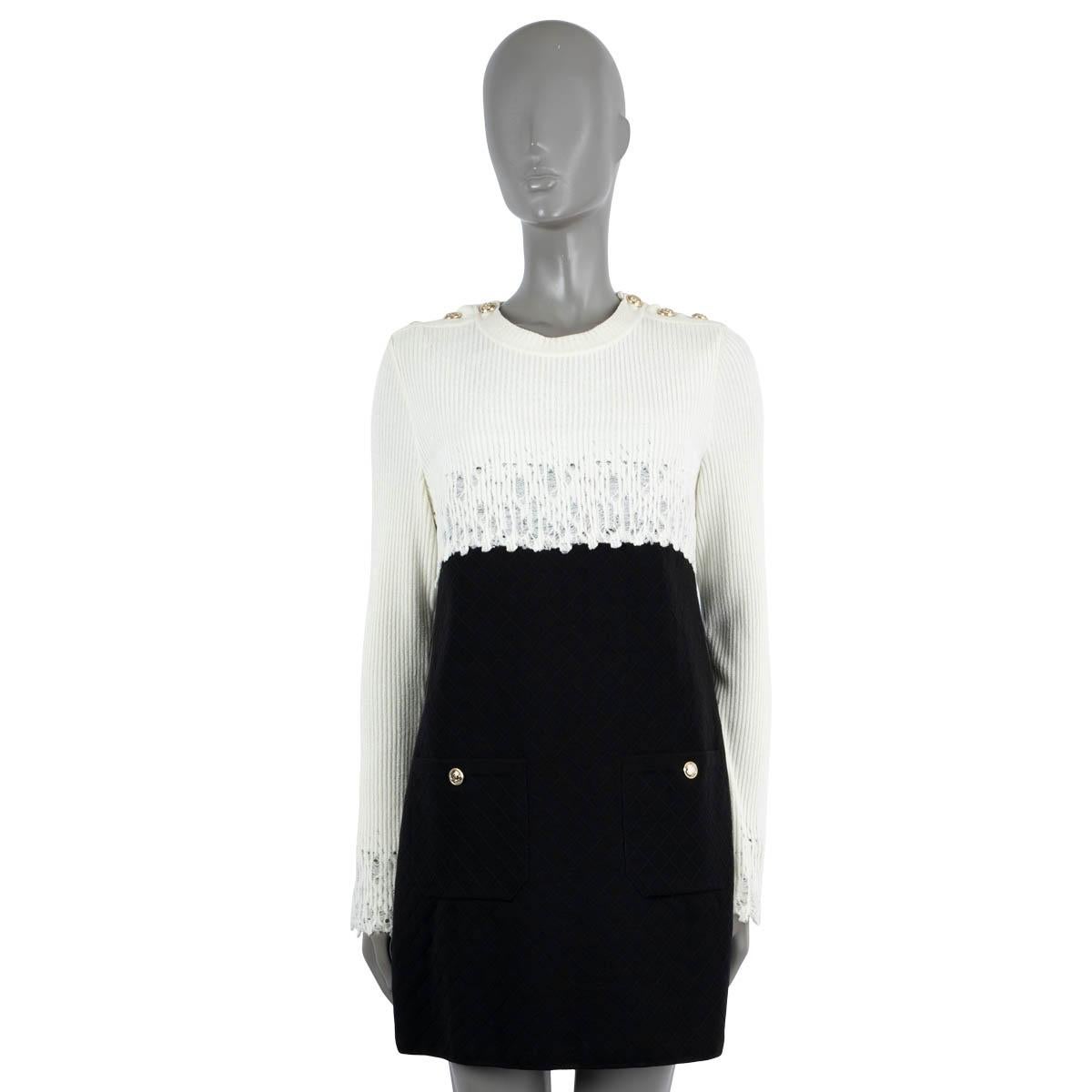 Gris CHANEL 2020 20K COLORBLOCK robe en viscose noire et blanche 34 XS en vente
