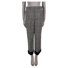 Chanel in lana bianca e nera 11K SATIN CUFF PLEATED TWEED Pantaloni 38 S. White