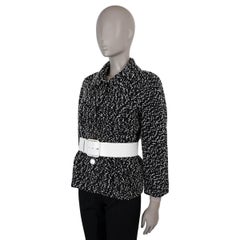 CHANEL black & white wool 19C LA PAUSA BELTED TWEED Jacket 40 M