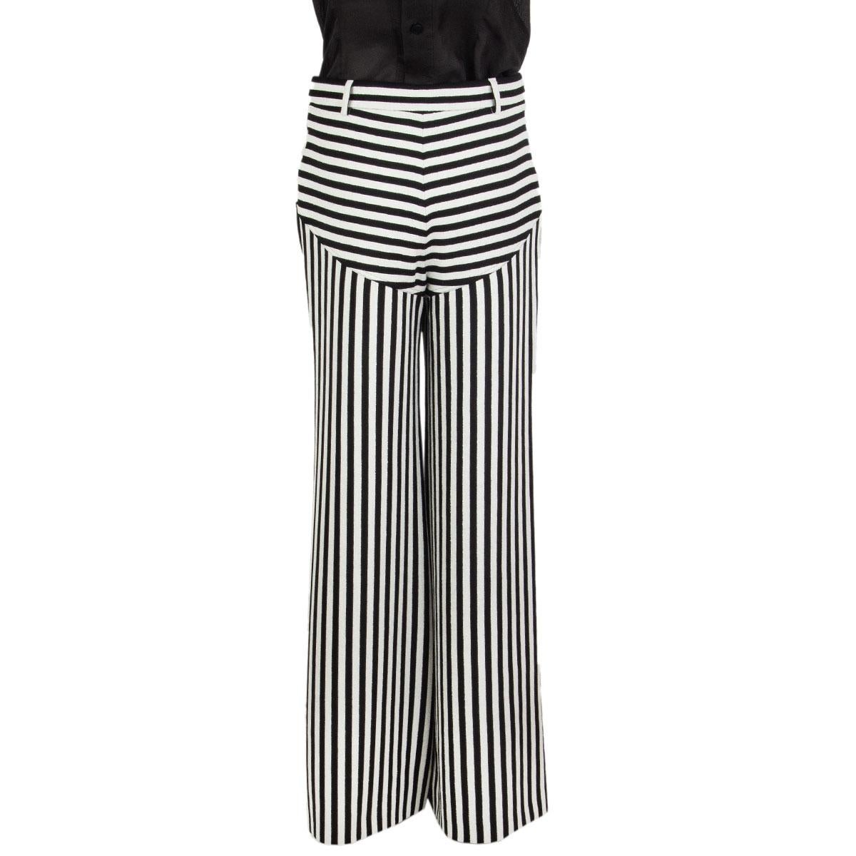 Black CHANEL black & white wool 19C LA PAUSA STRIPED KNIT Pants 40 M For Sale