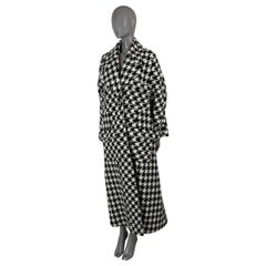 CHANEL black white wool 19K HOUNDSTOOTH LUREX TWEED Coat Jacket 38 S