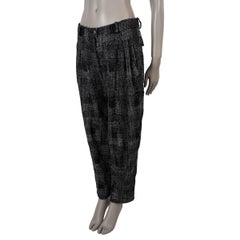 CHANEL black & white wool 22A FLORENCE PLEATED TWEED Pants 40 M