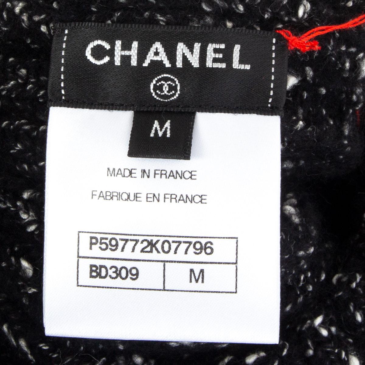 CHANEL schwarz & weißer Wolle & Baumwolle KNIT BERET Hut 1