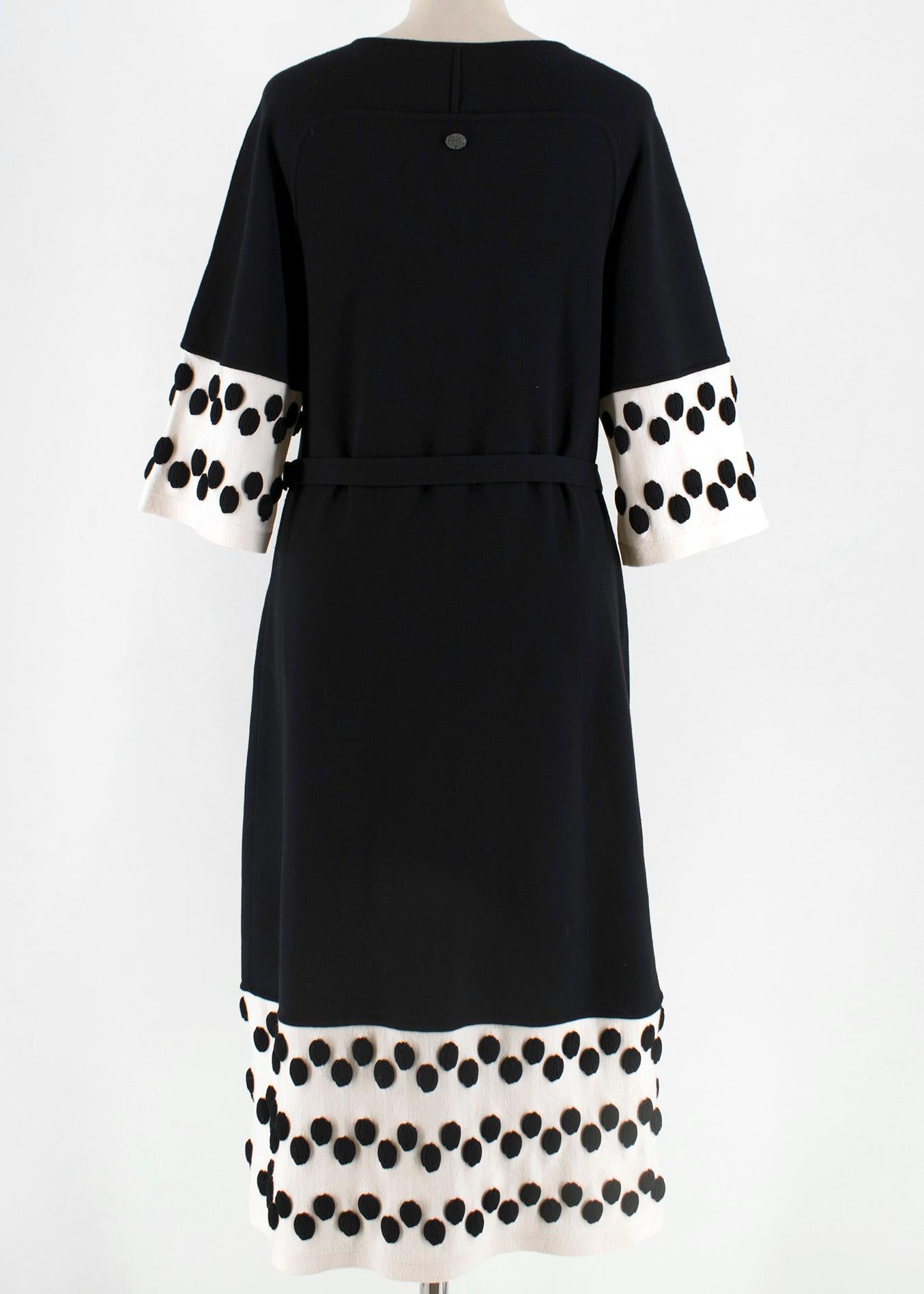 Chanel Black & White Wool Knit Dress With Spotted Cuffs & Hem - Size US 4 In Excellent Condition In London, GB