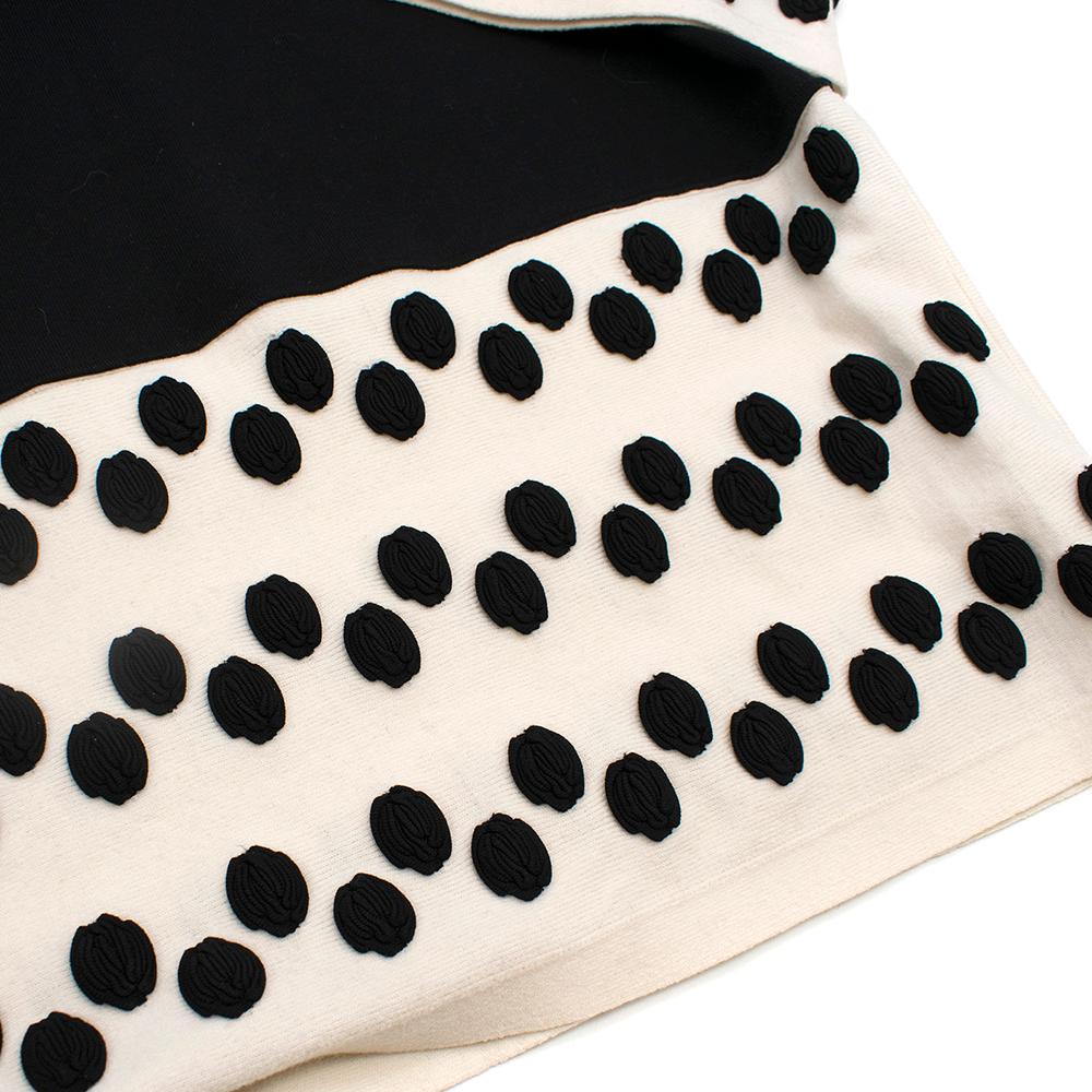 Chanel Black & White Wool Knit Dress With Spotted Cuffs & Hem - Size US 4 4