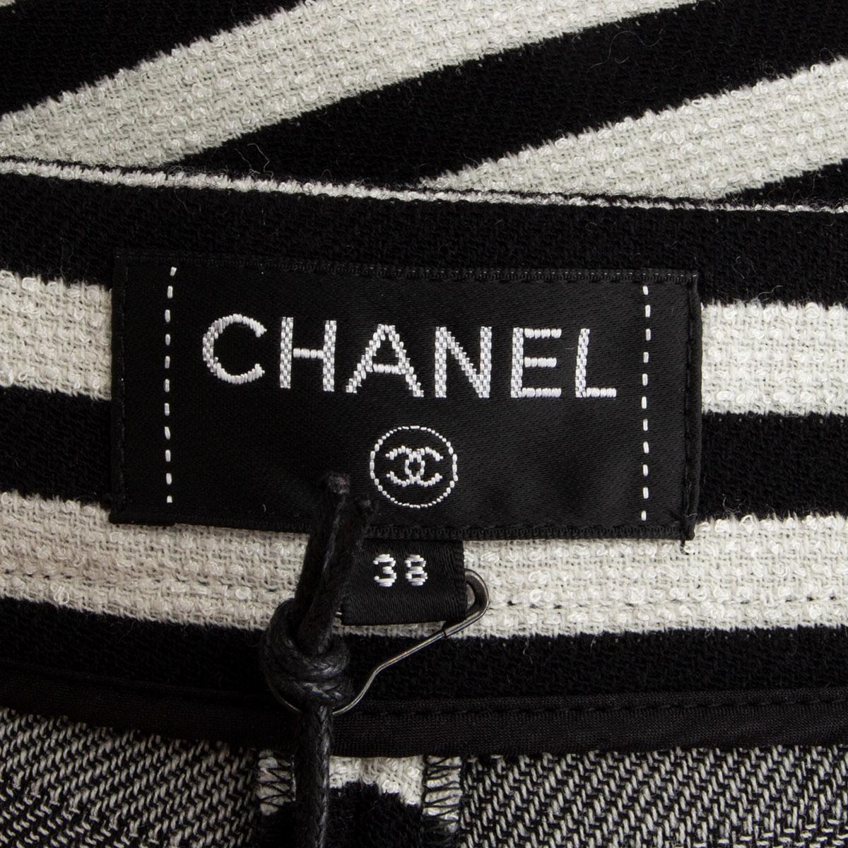 CHANEL schwarz & weiße Wolle STRIPED LA PAUSA Hose 38 S 1