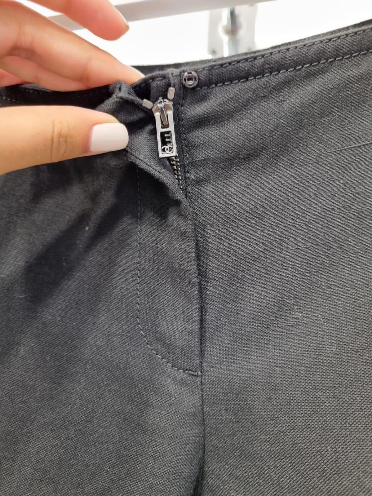 De las mujeres Chanel Pantalón Negro Con Encaje Talla 38 en venta