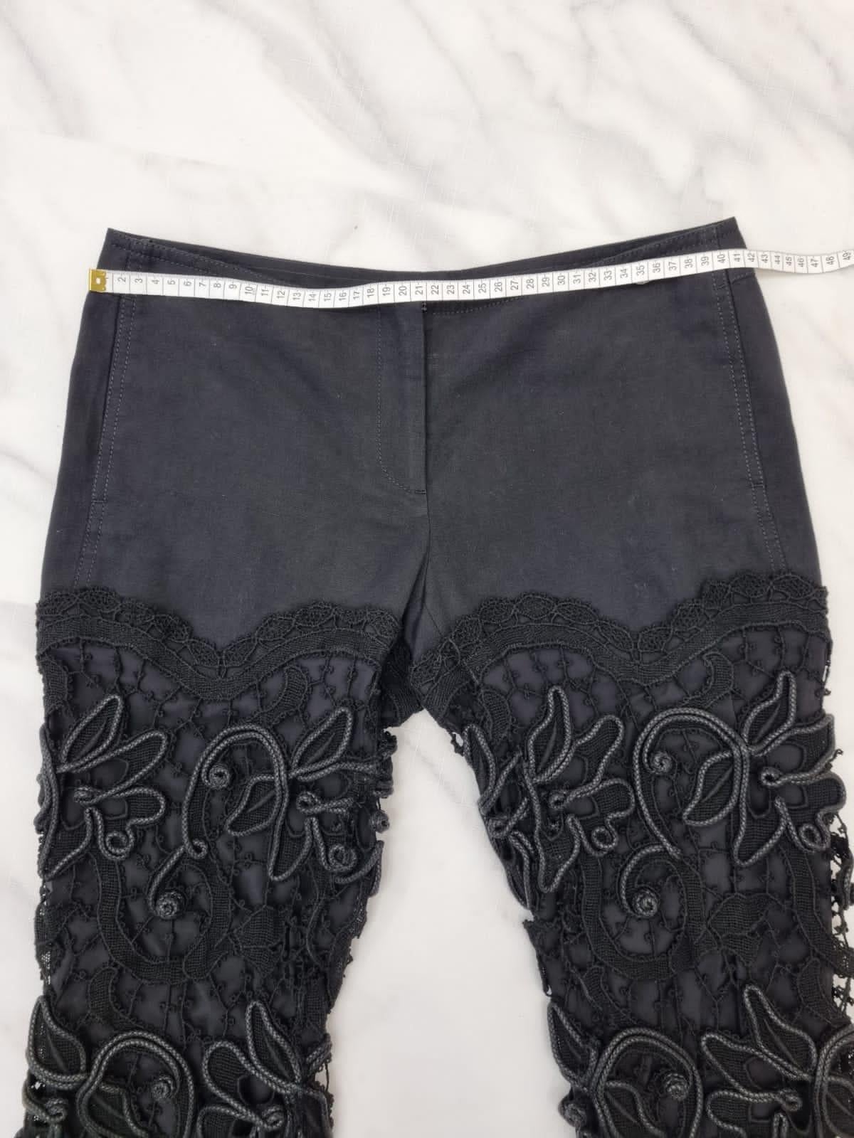 Chanel Pantalón Negro Con Encaje Talla 38 en venta 1
