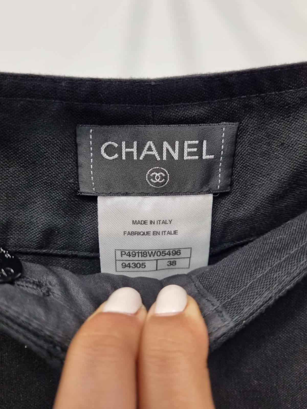 Chanel Pantalón Negro Con Encaje Talla 38 en venta 3