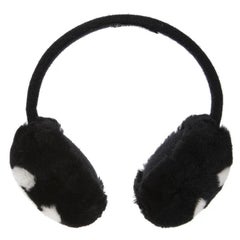 Chanel Black with white CC logo earmuffs 