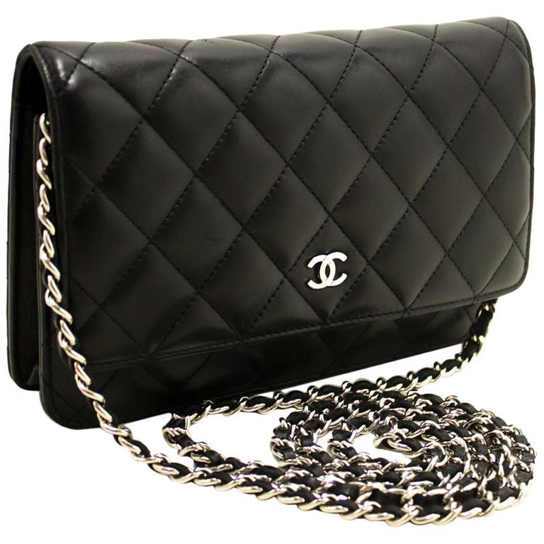 CHANEL Black WOC Wallet On Chain Shoulder Crossbody Bag Clutch For Sale at 1stdibs