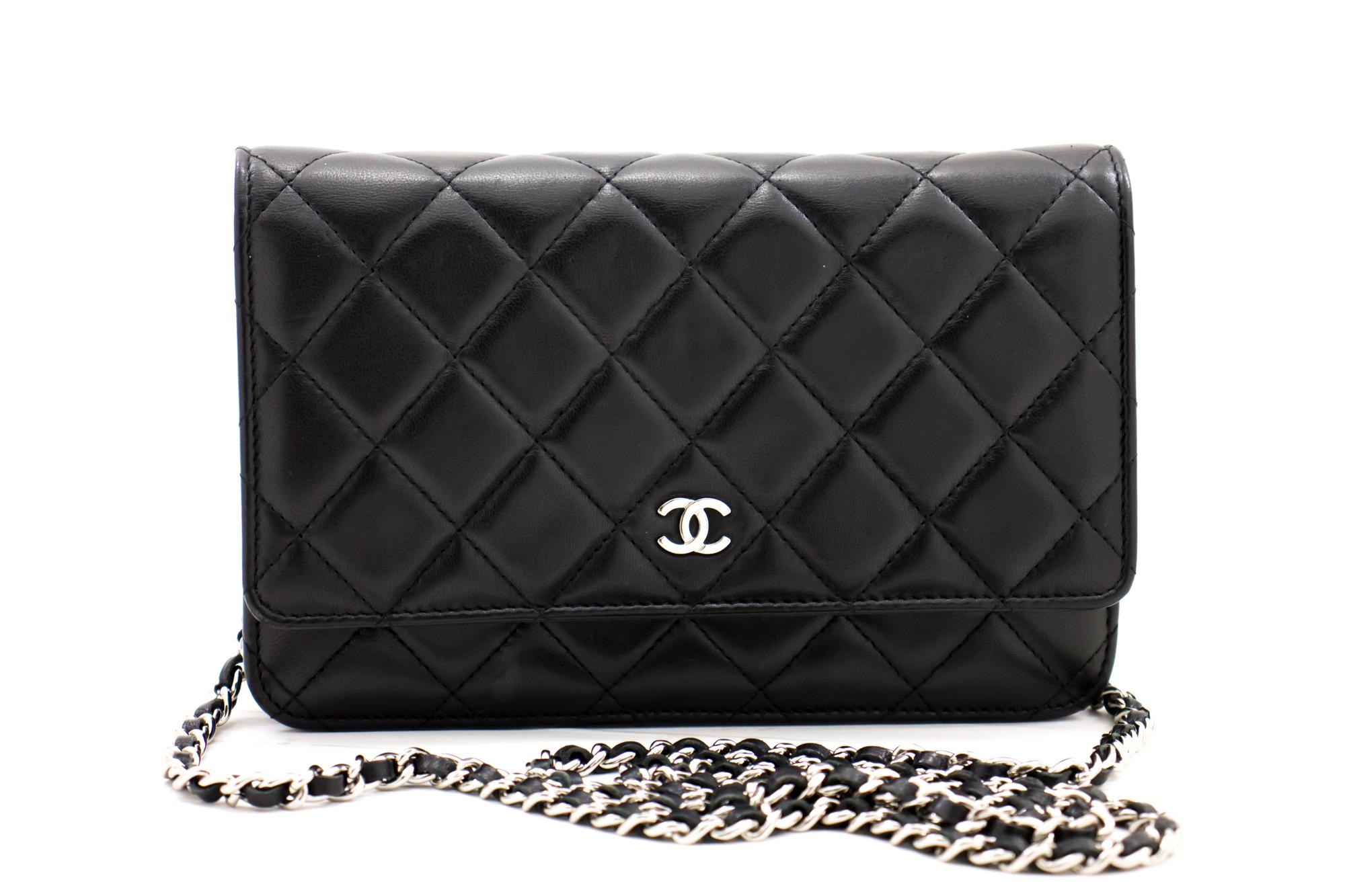 An authentic CHANEL Black Wallet On Chain WOC Shoulder Bag Crossbody made of black Lambskin. The color is Black. The outside material is Leather. The pattern is Solid. This item is Contemporary. The year of manufacture would be 2016.
Conditions &