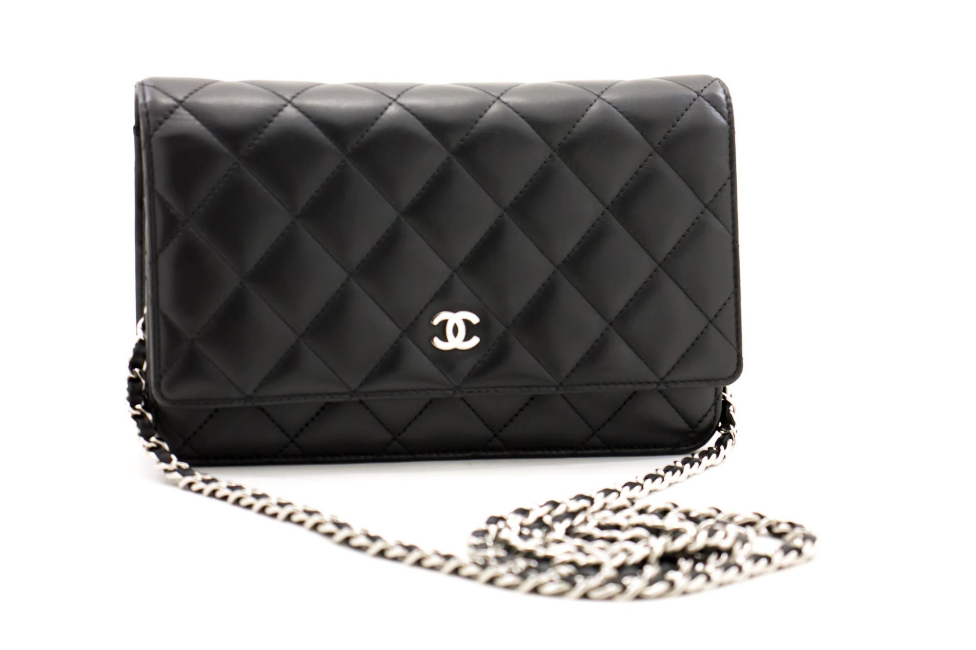 An authentic CHANEL Black Wallet On Chain WOC Shoulder Bag Crossbody made of black Lambskin. The color is Black. The outside material is Leather. The pattern is Solid. This item is Contemporary. The year of manufacture would be 2012.
Conditions &