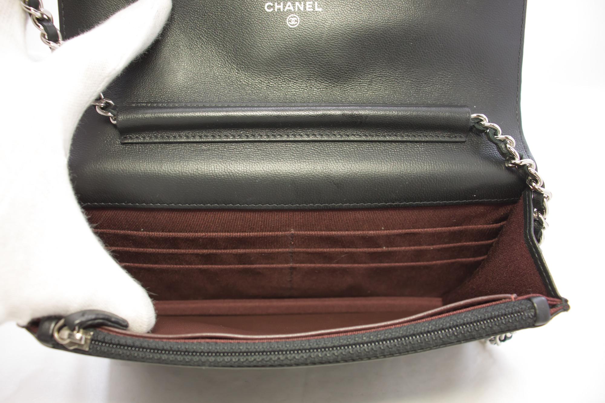 CHANEL Black WOC Wallet On Chain Shoulder Crossbody Bag Lambskin 5