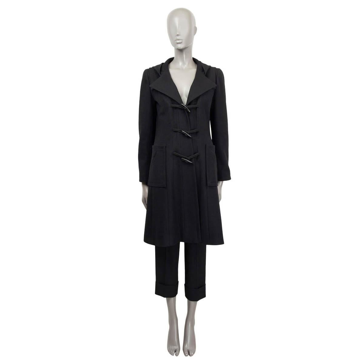 CHANEL lana nera 06A DUFFLE Cappotto Giacca 42 L in vendita 1