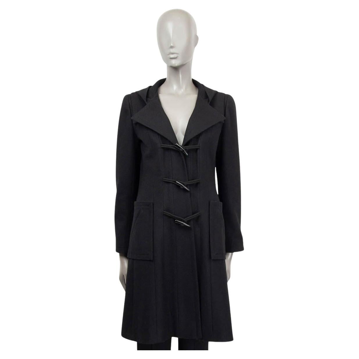 CHANEL 06A DUFFLE Manteau en laine noire 42 L